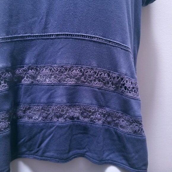 Wilfred Reve Short Sleeve Crochet Hem Top – Grey, S - Picture 4 of 6